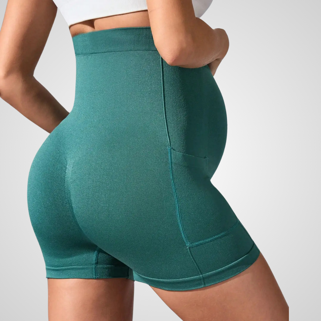 ARALIE HIGH-WAISTED MATERNITY SHORTS