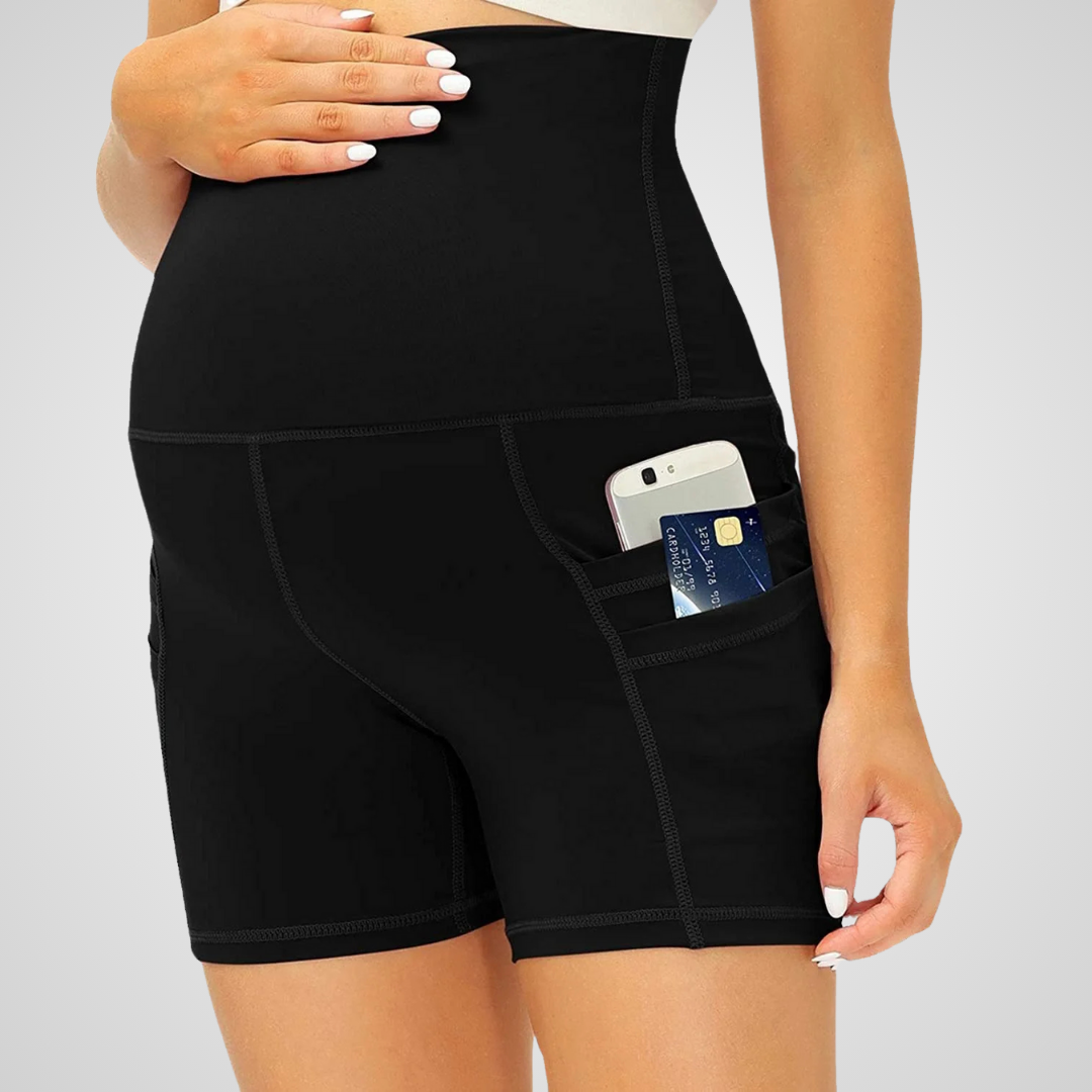 LAURIA HIGH-WAISTED MATERNITY SHORTS-Shorts-Gym Giants