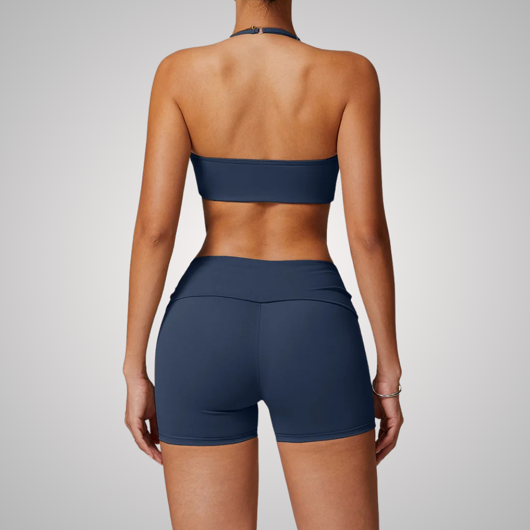 THE ARBOR HALTER SPORTS BRA & SEAMLESS SHORTS SET