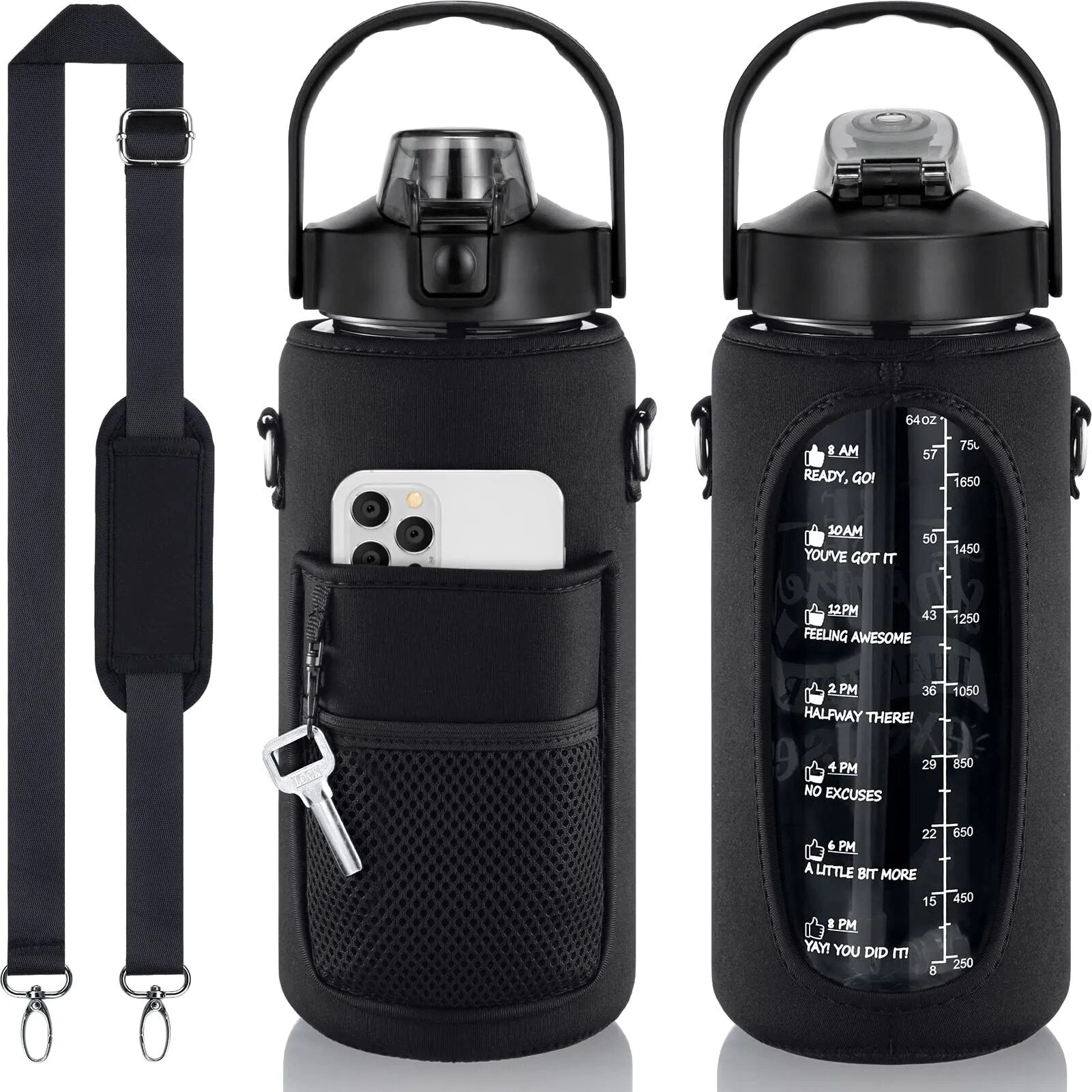 HydroShield 2L Insulated Water Bottle: Leakproof Design, Pop-Up Straw, Eco-Friendly, and Stylish Storage Sleeve – Elevate Your Hydration Game!