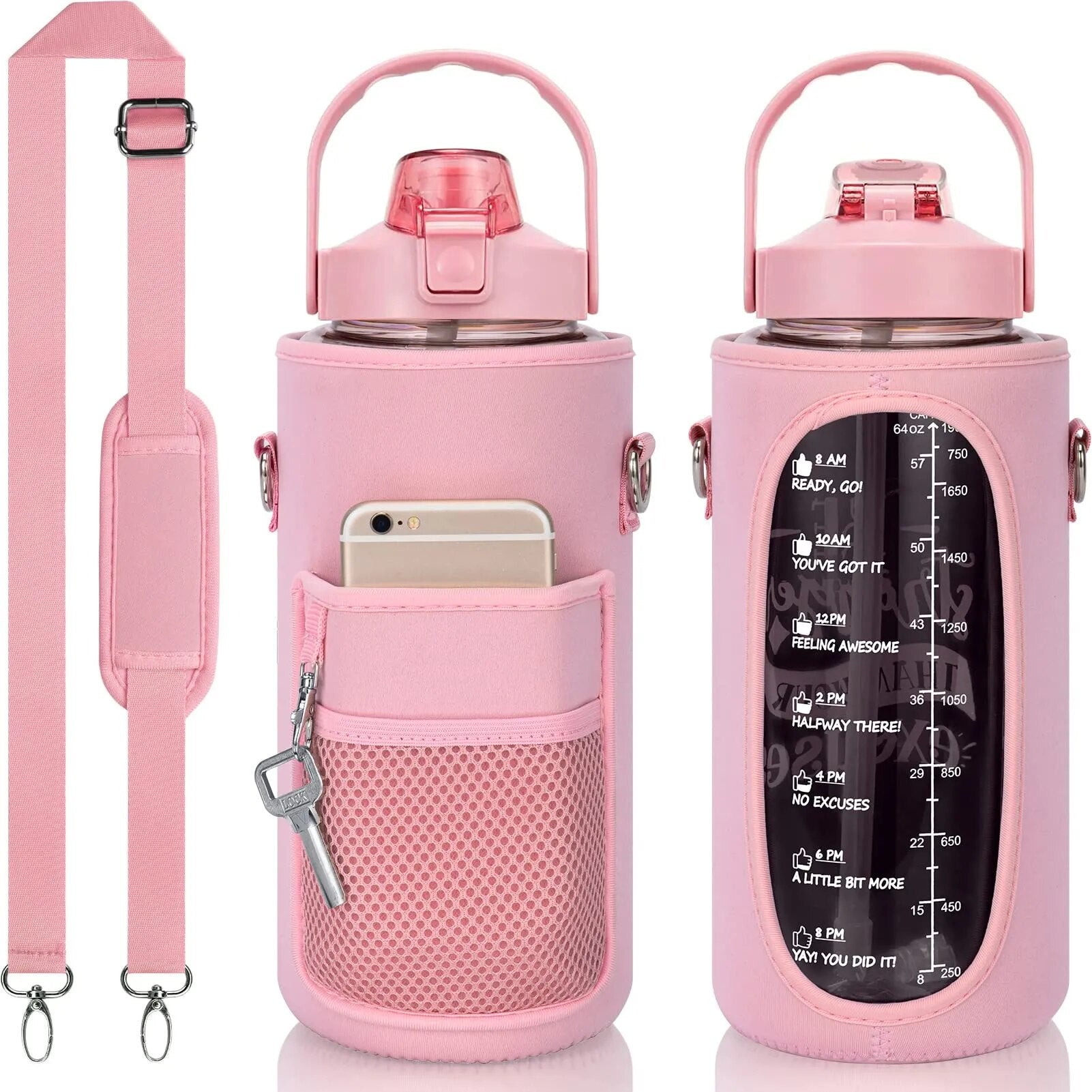 HydroShield 2L Insulated Water Bottle: Leakproof Design, Pop-Up Straw, Eco-Friendly, and Stylish Storage Sleeve – Elevate Your Hydration Game!