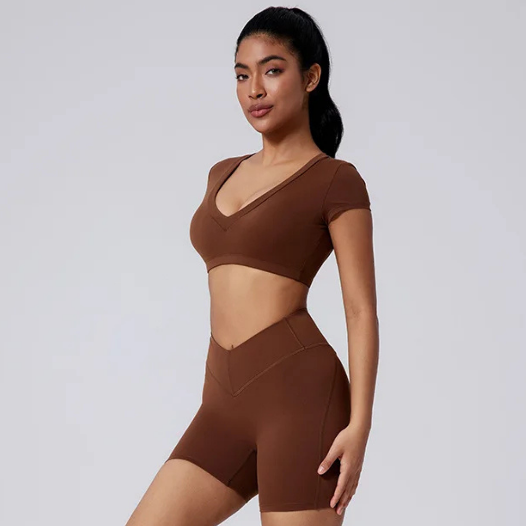 FAWN CROPPED V-NECK TEE