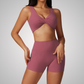 RHODESIA TWIST FRONT SPORTS BRA & SHORTS SET