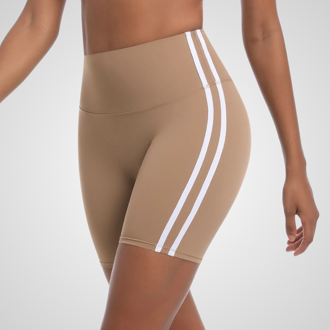 NOLANA HIGH-WAISTED PINSTRIPE SHORTS