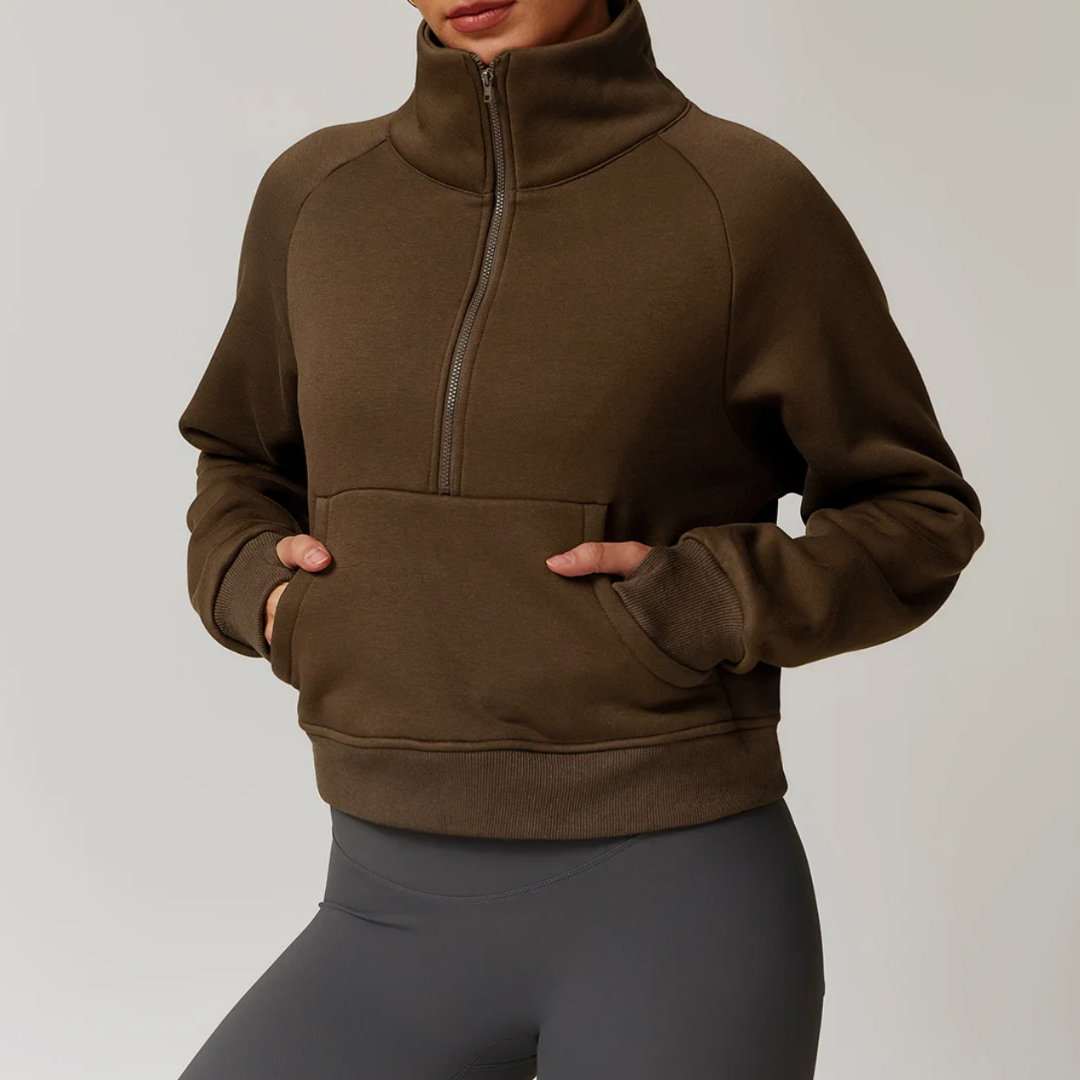 CINDER CROPPED HALF-ZIP SWEATER