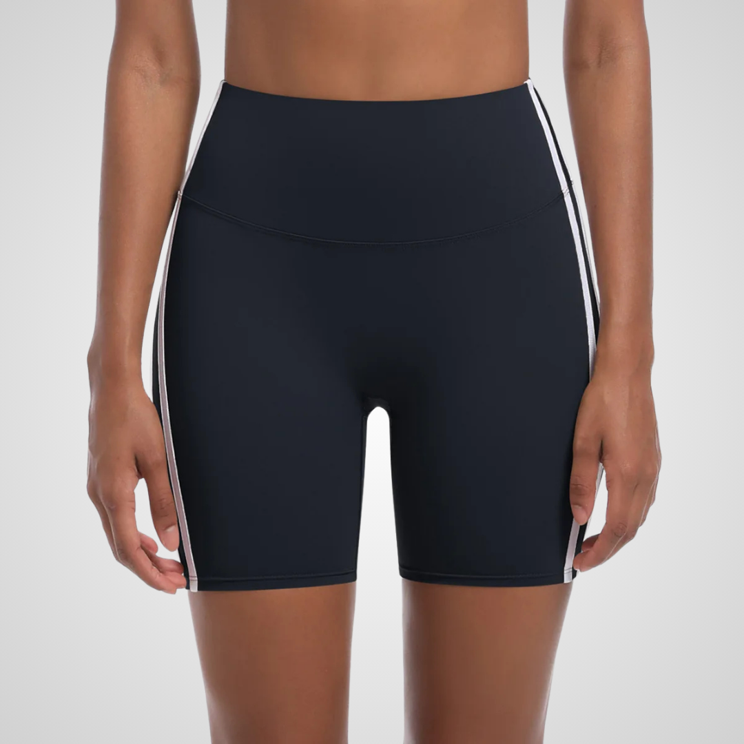 NOLANA HIGH-WAISTED PINSTRIPE SHORTS