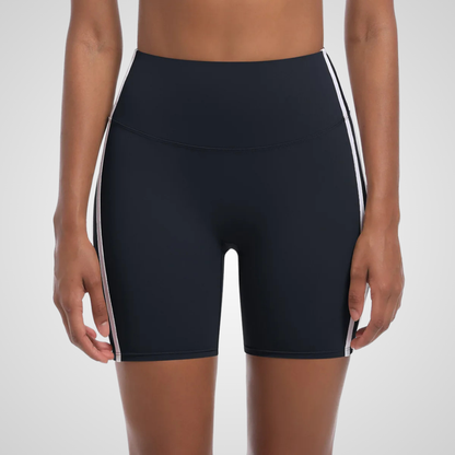 NOLANA HIGH-WAISTED PINSTRIPE SHORTS