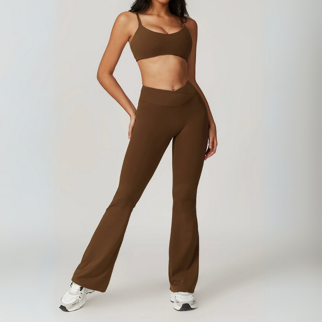 THE TARIJA FLARED V-WAISTED LEGGINGS-Leggings-Gym Giants