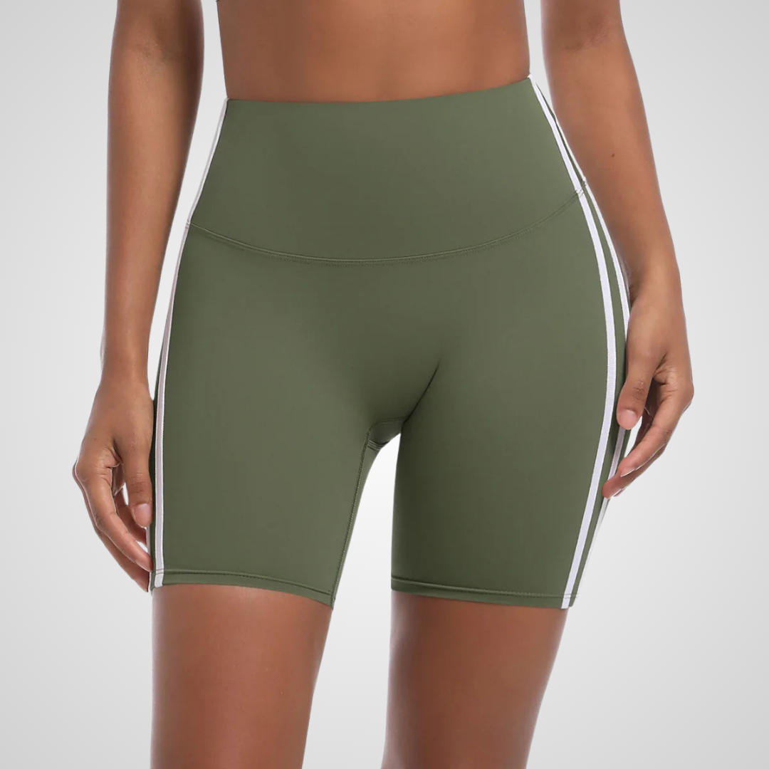 NOLANA HIGH-WAISTED PINSTRIPE SHORTS