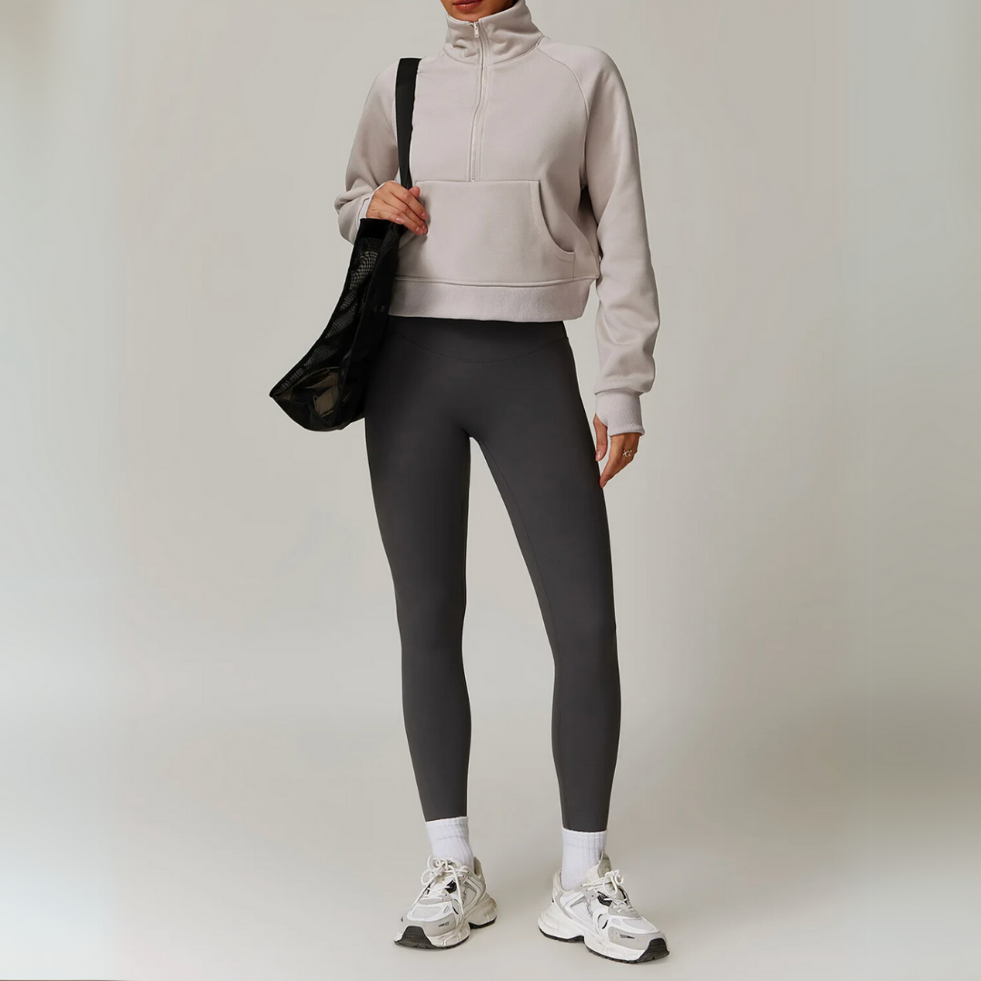 CINDER CROPPED HALF-ZIP SWEATER