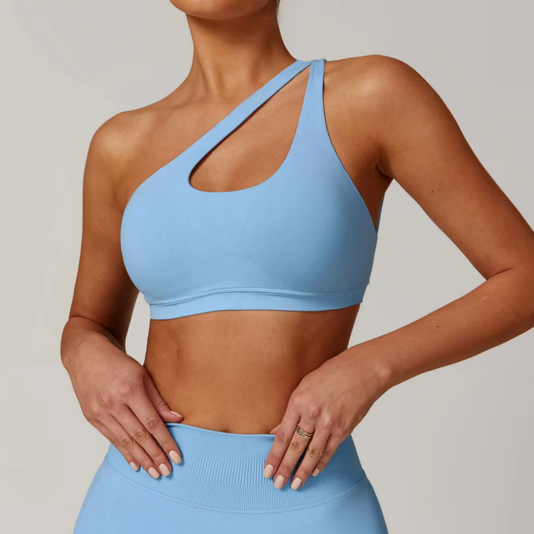 THE EVESSA ONE SHOULDER SPORTS BRA-Sports Bras-Gym Giants
