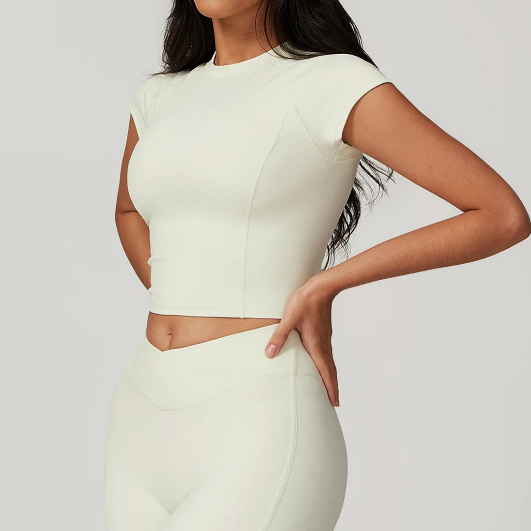 THE TARIJA COMPRESSION CROP TEE-T-Shirts-Gym Giants