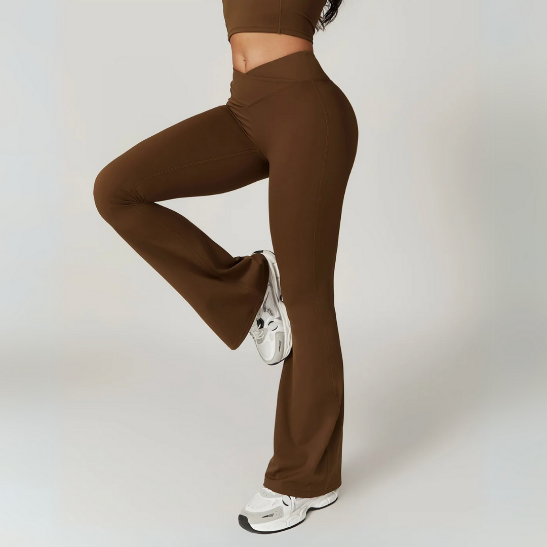 THE TARIJA FLARED V-WAISTED LEGGINGS-Leggings-Gym Giants