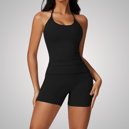 THE ARBOR HALTER SINGLET & SEAMLESS SHORTS SET