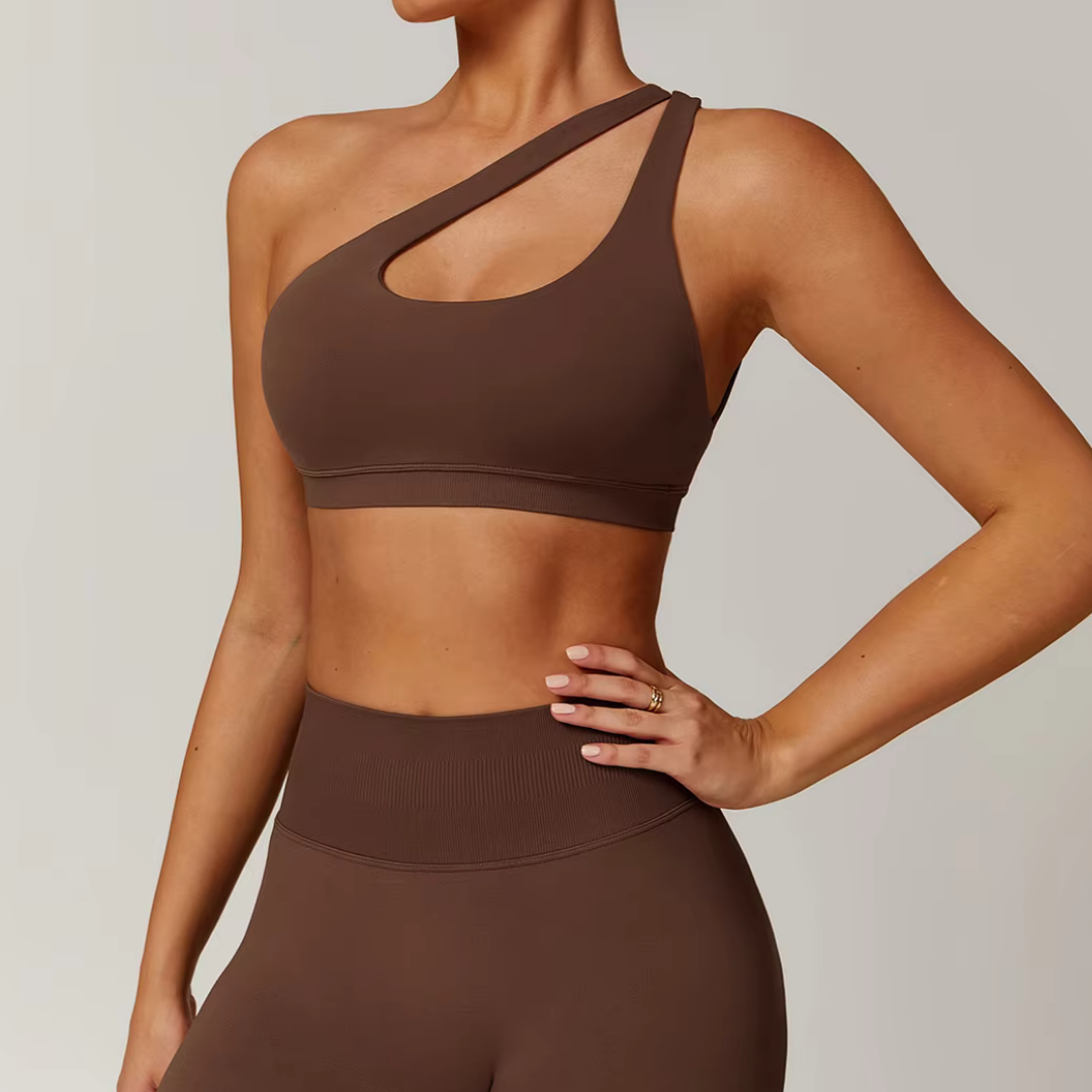 THE EVESSA ONE SHOULDER SPORTS BRA-Sports Bras-Gym Giants