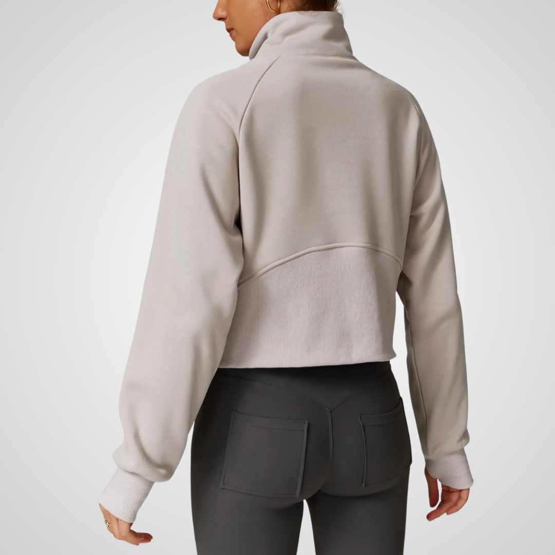 CINDER CROPPED HALF-ZIP SWEATER