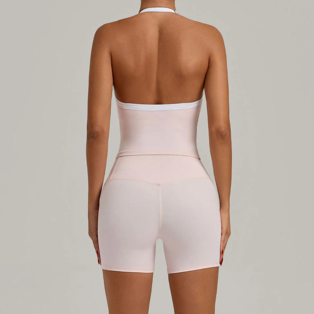 CLOVER HALTERNECK SINGLET & SEAMLESS SHORTS SET