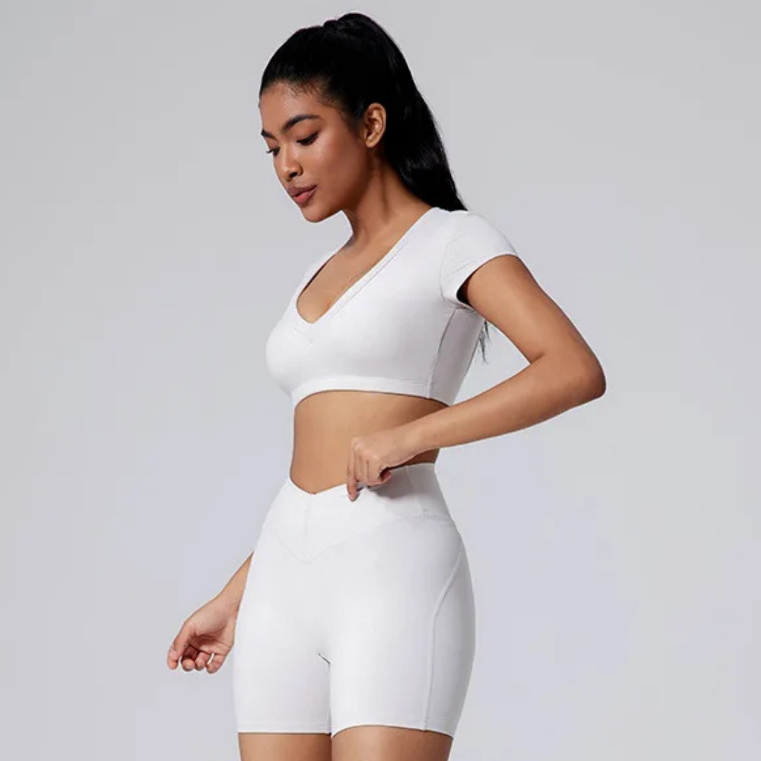 FAWN CROPPED V-NECK TEE