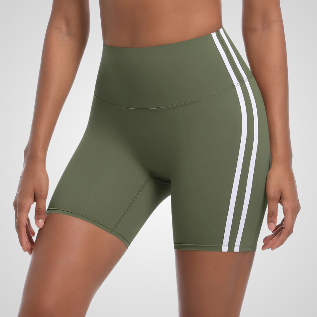 NOLANA HIGH-WAISTED PINSTRIPE SHORTS