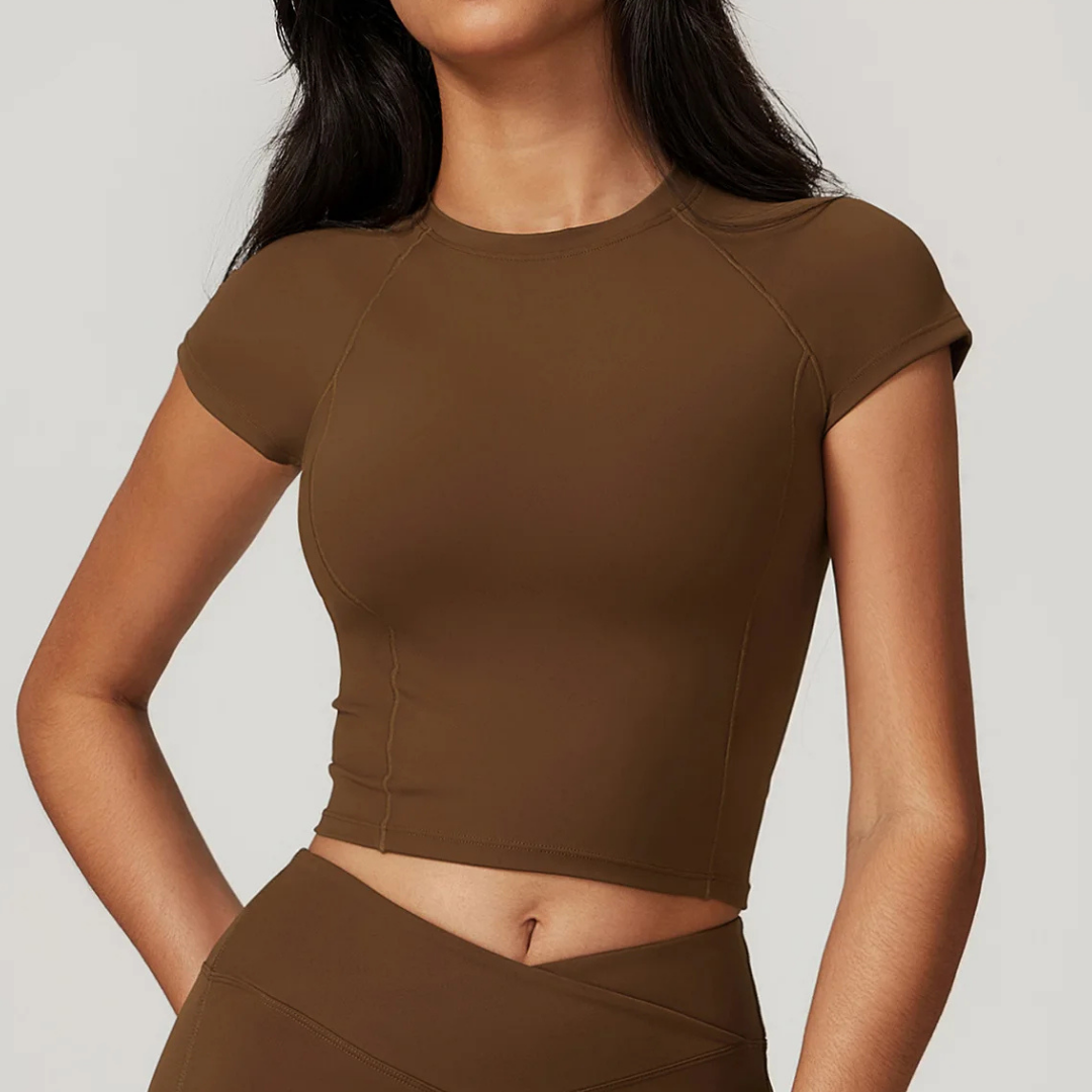 THE TARIJA COMPRESSION CROP TEE-T-Shirts-Gym Giants