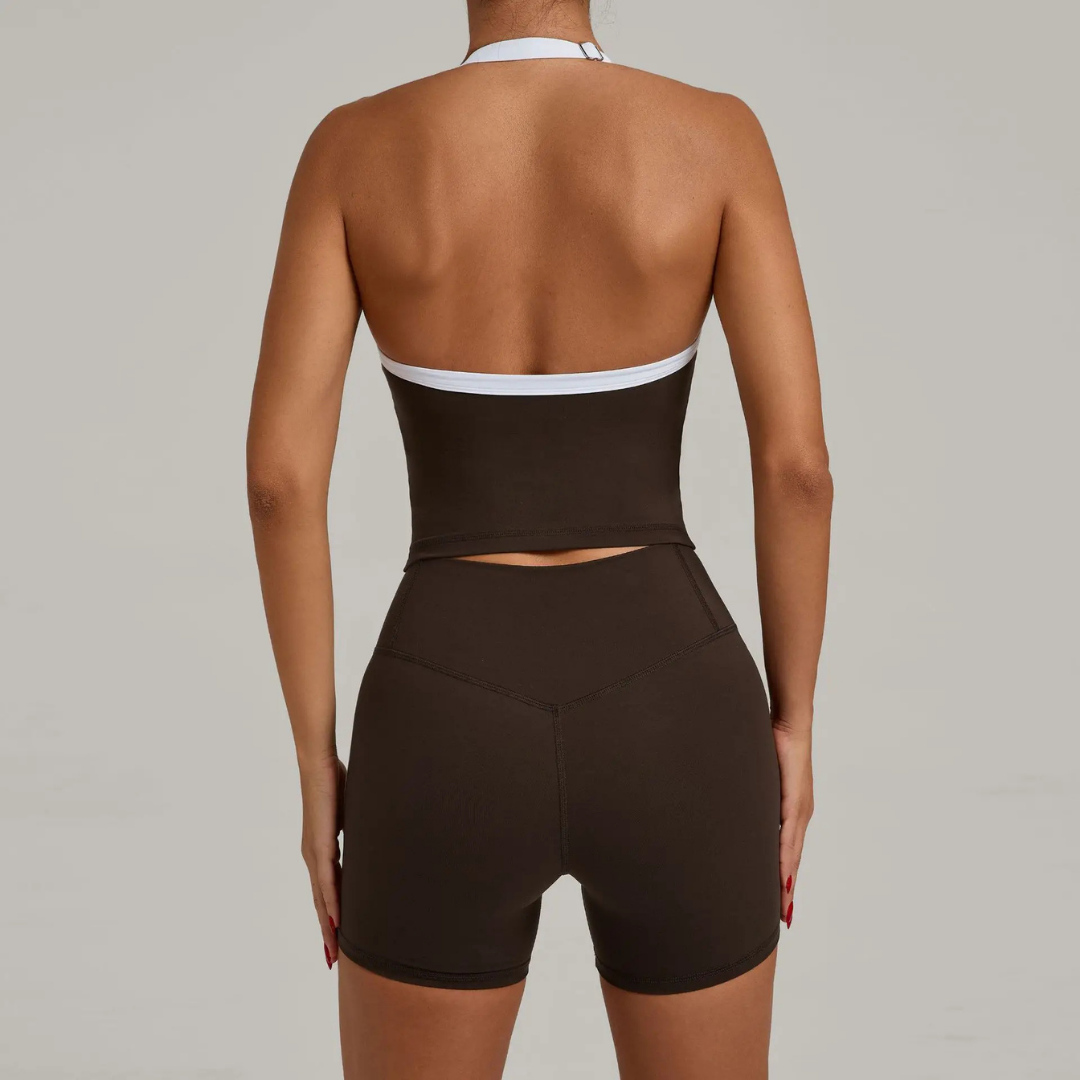 CLOVER HALTERNECK SINGLET & SEAMLESS SHORTS SET