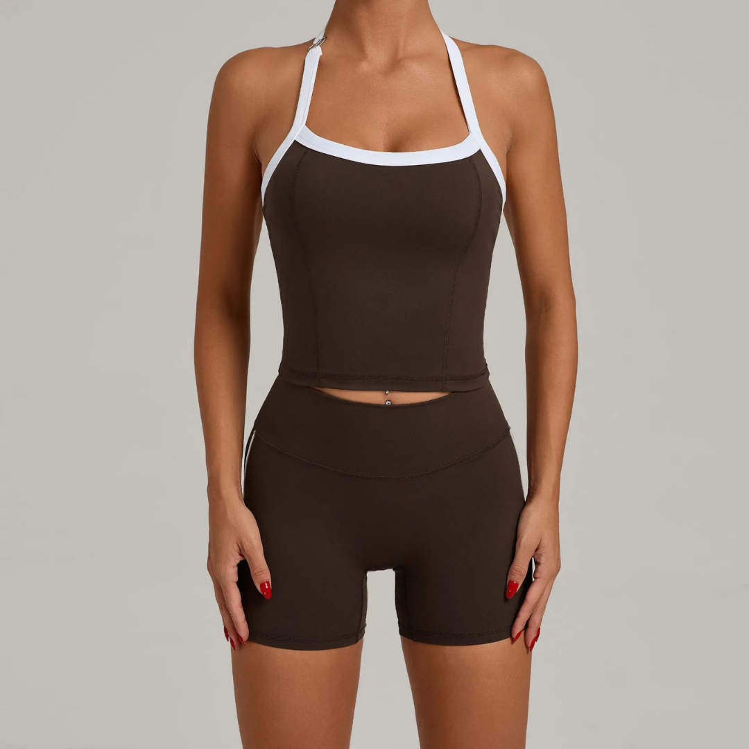 CLOVER HALTERNECK SINGLET & SEAMLESS SHORTS SET
