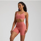 Celestia Set - Unmatched freedom of movement with high-waisted seamless shorts and supportive sports bra. Experience the magic of buttery-soft fabric that feels like a second skin, designed for ultimate comfort and style during your workout.