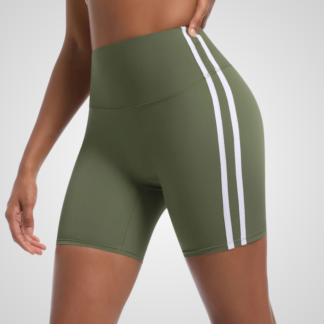 NOLANA HIGH-WAISTED PINSTRIPE SHORTS