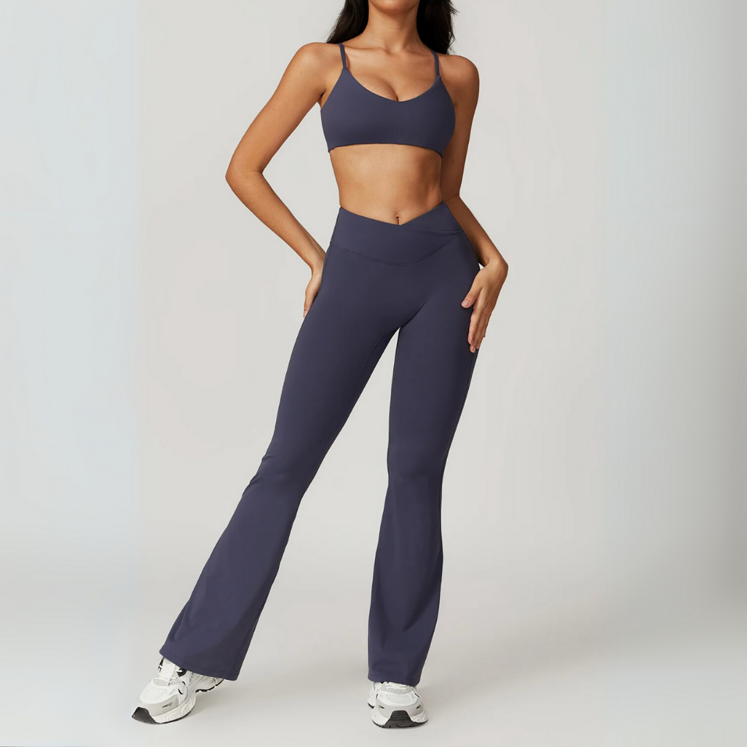 THE TARIJA FLARED V-WAISTED LEGGINGS-Leggings-Gym Giants