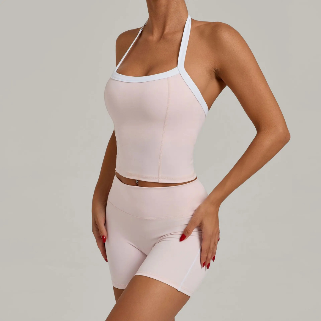 CLOVER HALTERNECK SINGLET & SEAMLESS SHORTS SET