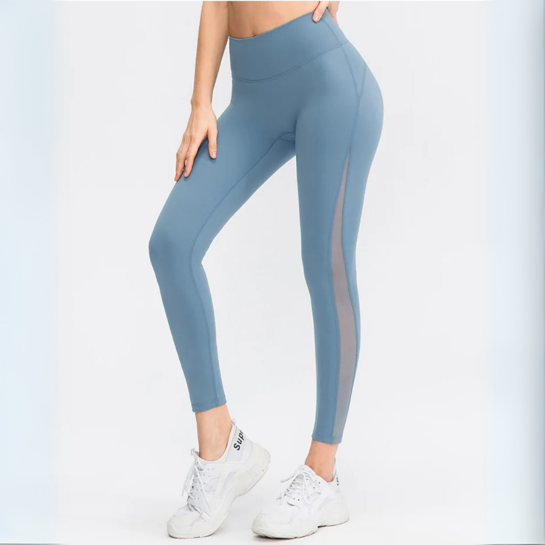 THE DAWN MESH PANEL SEAMLESS LEGGINGS-Leggings-Gym Giants