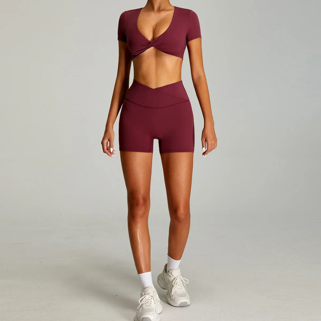 GLOWLINE CROPPED TWIST FRONT TEE