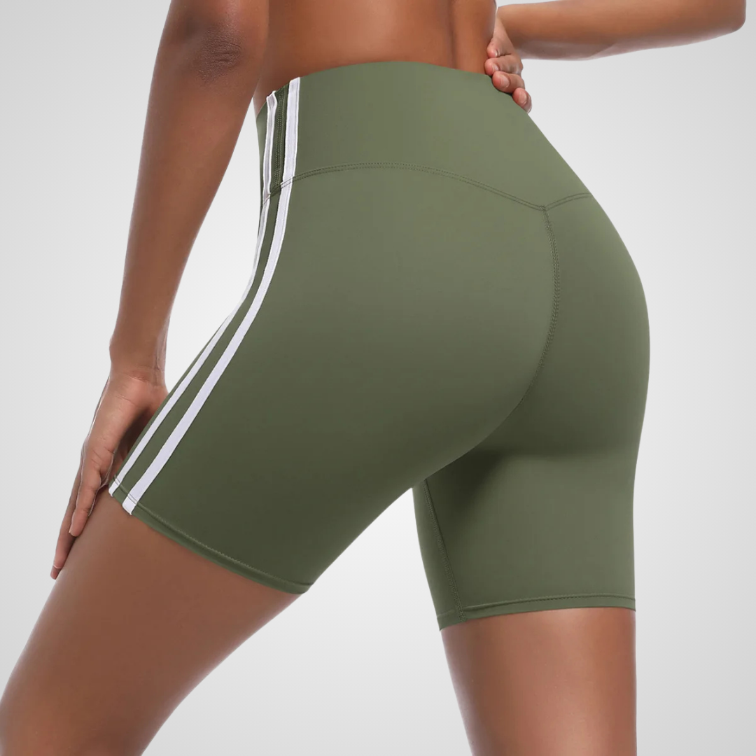 NOLANA HIGH-WAISTED PINSTRIPE SHORTS