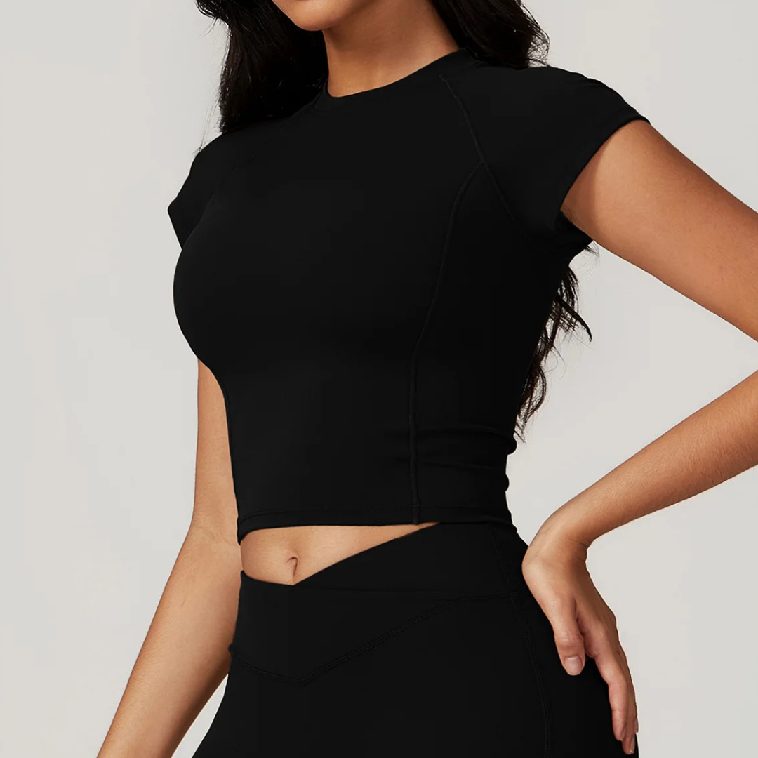 THE TARIJA COMPRESSION CROP TEE-T-Shirts-Gym Giants