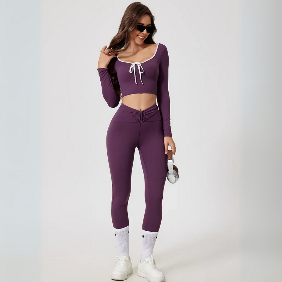LYSARA LONG SLEEVE TOP AND HIGH-WAIST LEGGINGS SET