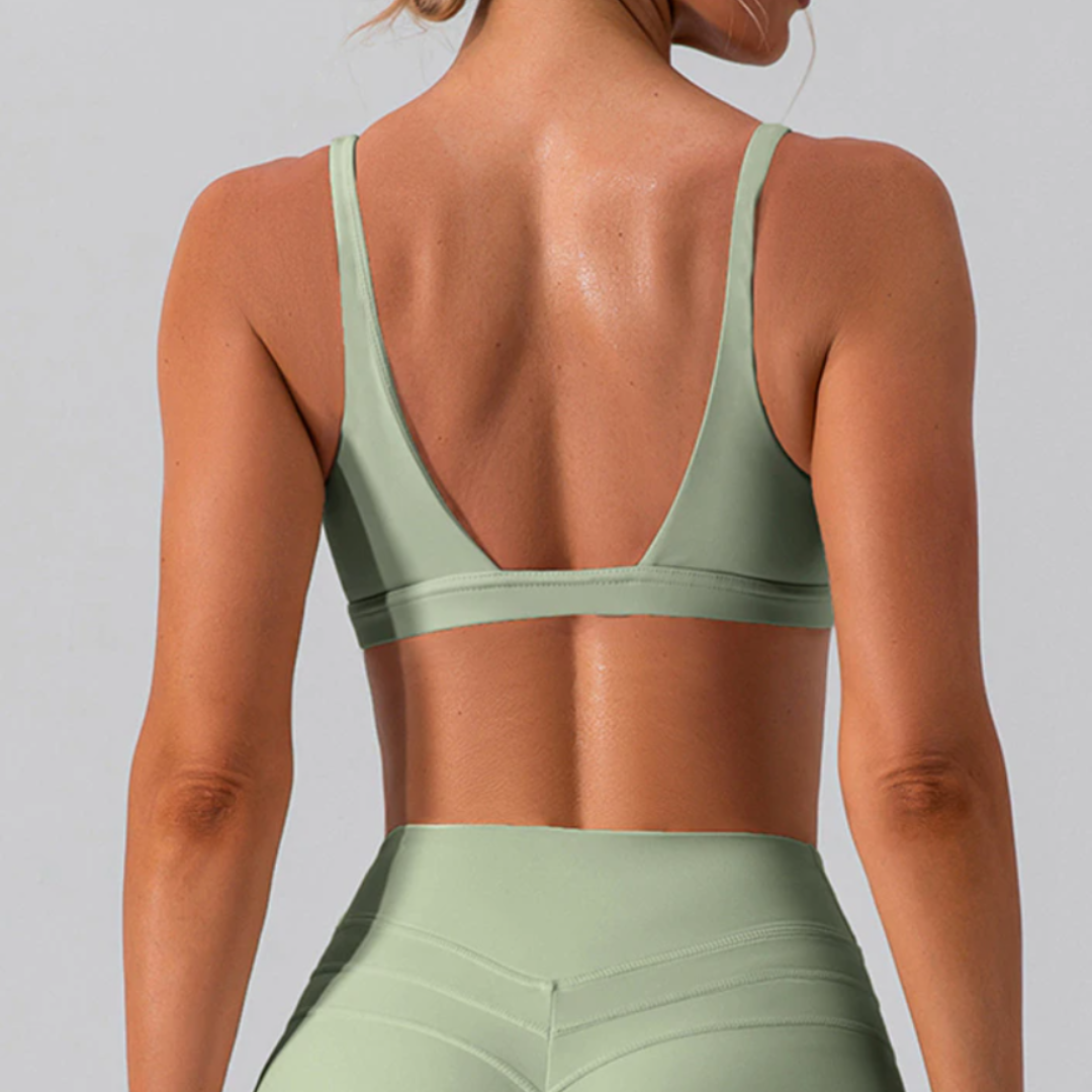 Athena V-Neck Sports Bra – Style and comfort in one. Premium nylon blend for quick drying, breathable material, and durability. Sweat in style with confidence, knowing your sports bra works as hard as you do. Built to last, Athena Sports Bra is your perfect workout companion. Conquer your workouts with confidence – order today!