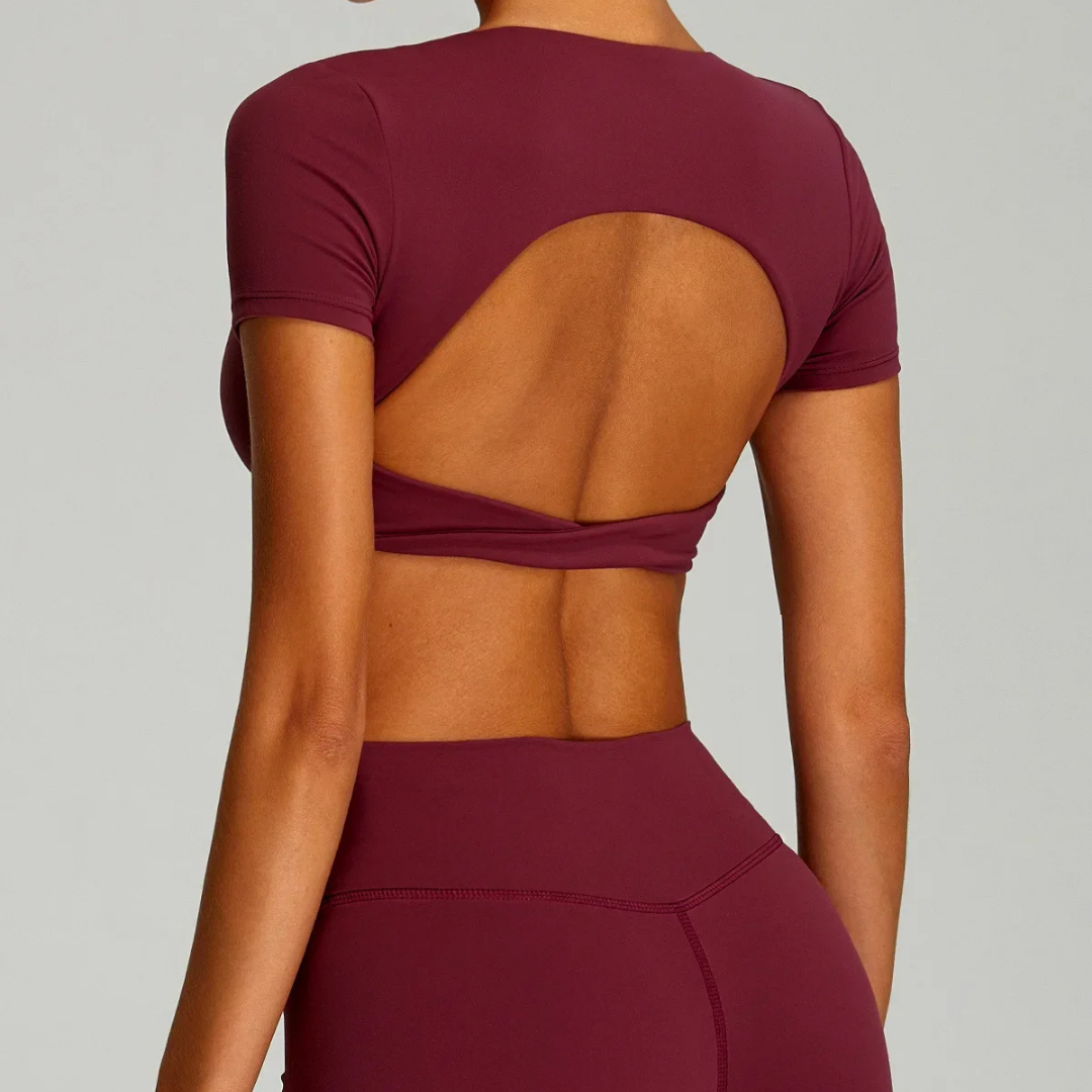 GLOWLINE CROPPED TWIST FRONT TEE