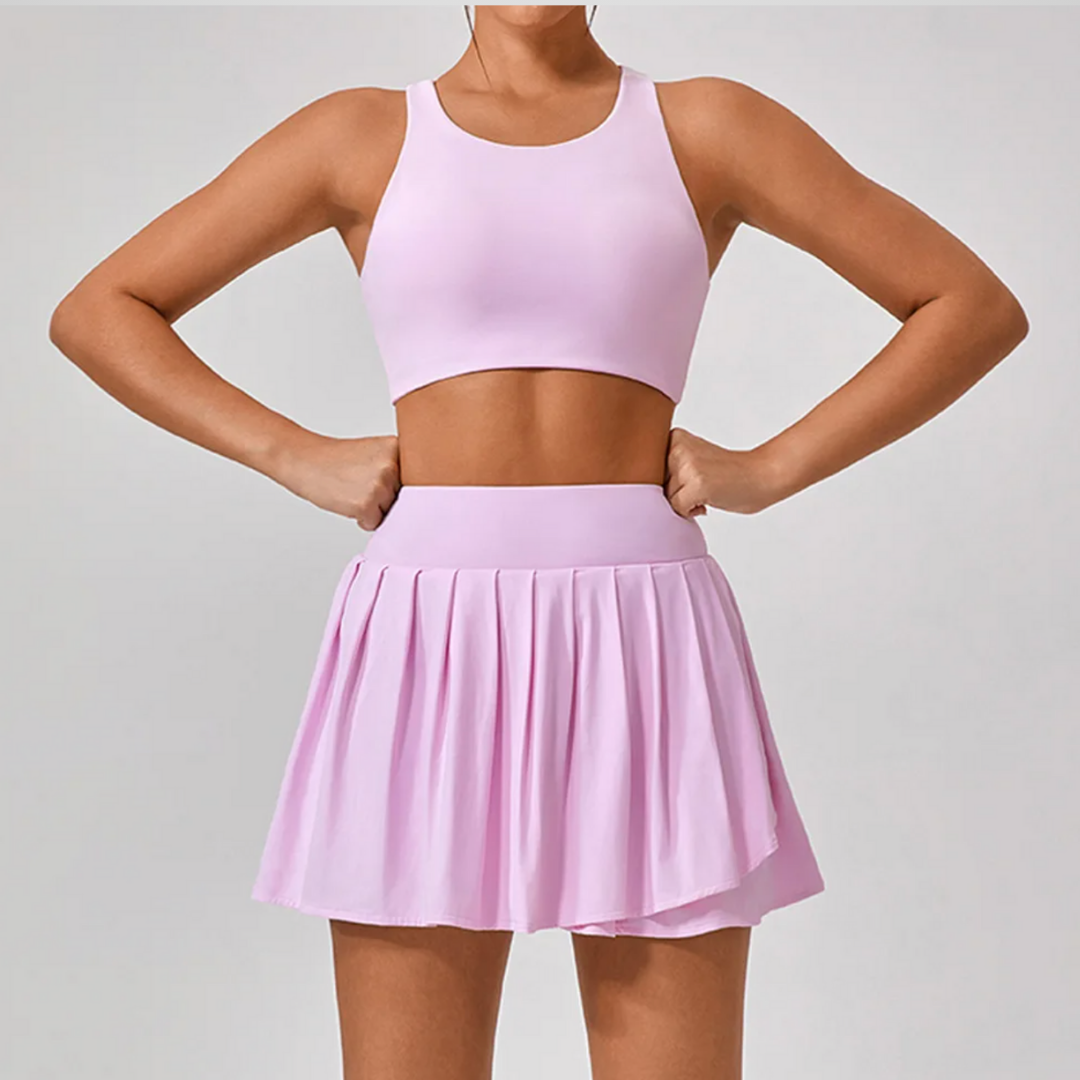 THE BALANCE HIGH-WAISTED SKORT & SPORTS BRA SET
