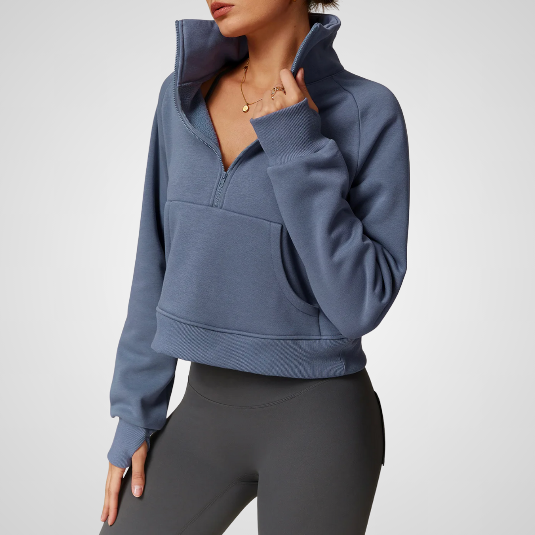 CINDER CROPPED HALF-ZIP SWEATER