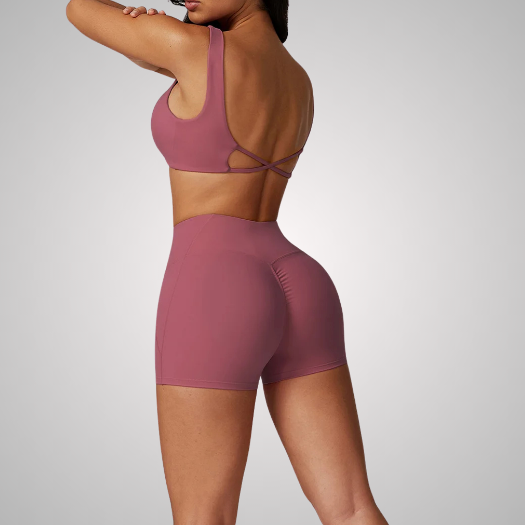 RHODESIA TWIST FRONT SPORTS BRA & SHORTS SET