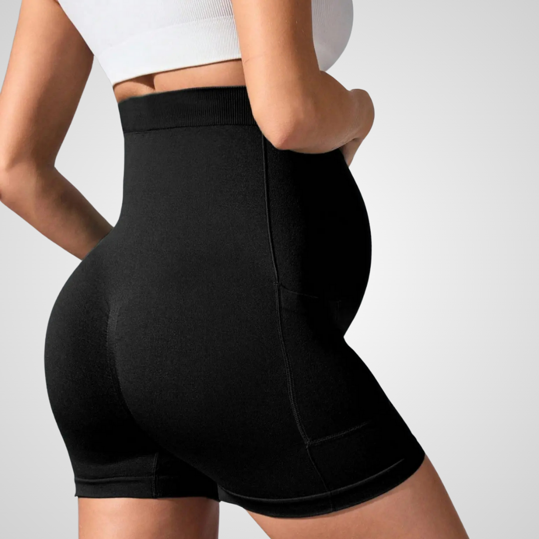 ARALIE HIGH-WAISTED MATERNITY SHORTS