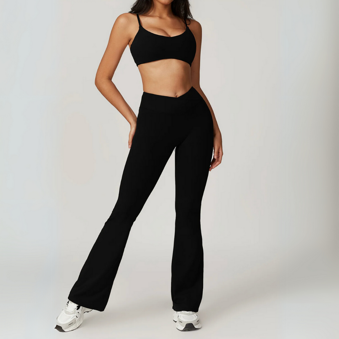 THE TARIJA FLARED V-WAISTED LEGGINGS-Leggings-Gym Giants