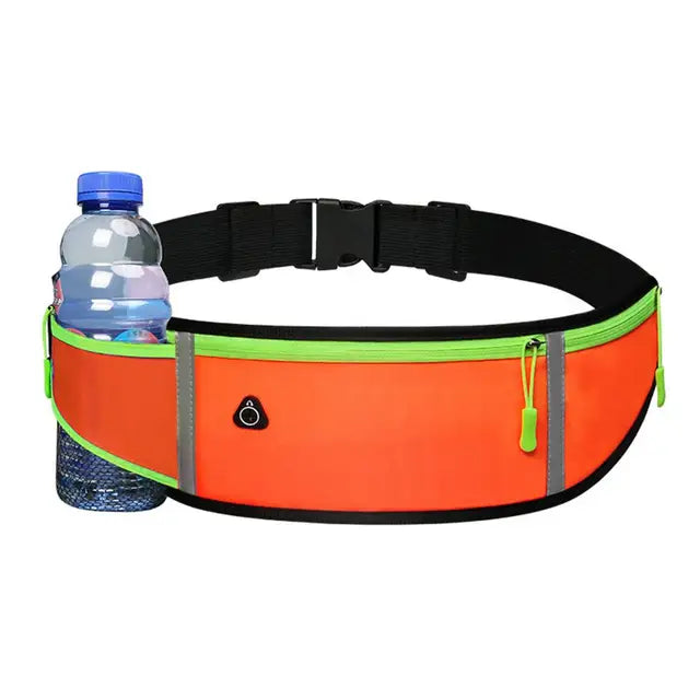  Running Belt with Water Bottle Holder – Convenient and comfortable solution for carrying essentials during your run. Ample space for keys, phone, and water bottle. Reflective safety strip, waterproof fabric, adjustable waistband (80-135cm), and headphone port for a safe and enjoyable running experience.