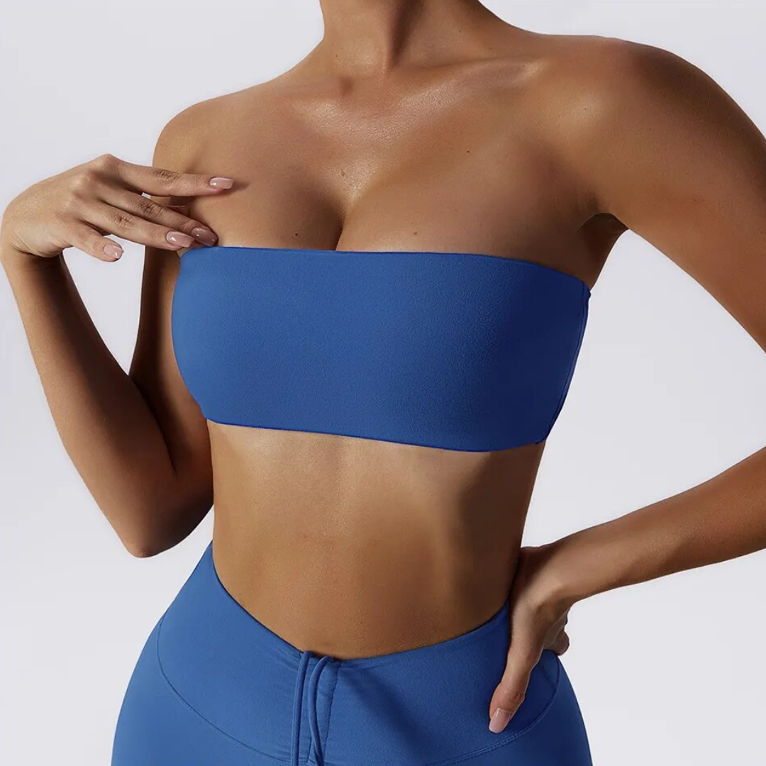 Leda Bandeau Sports Bra: Elevate Your Active Lifestyle with Style and Performance - Breathable Nylon/Spandex Blend, Quick-Dry Technology, Durable Design, and Versatile Bandeau Style. Stay Cool, Comfortable, and Fashion-Forward in Your Fitness Journey!