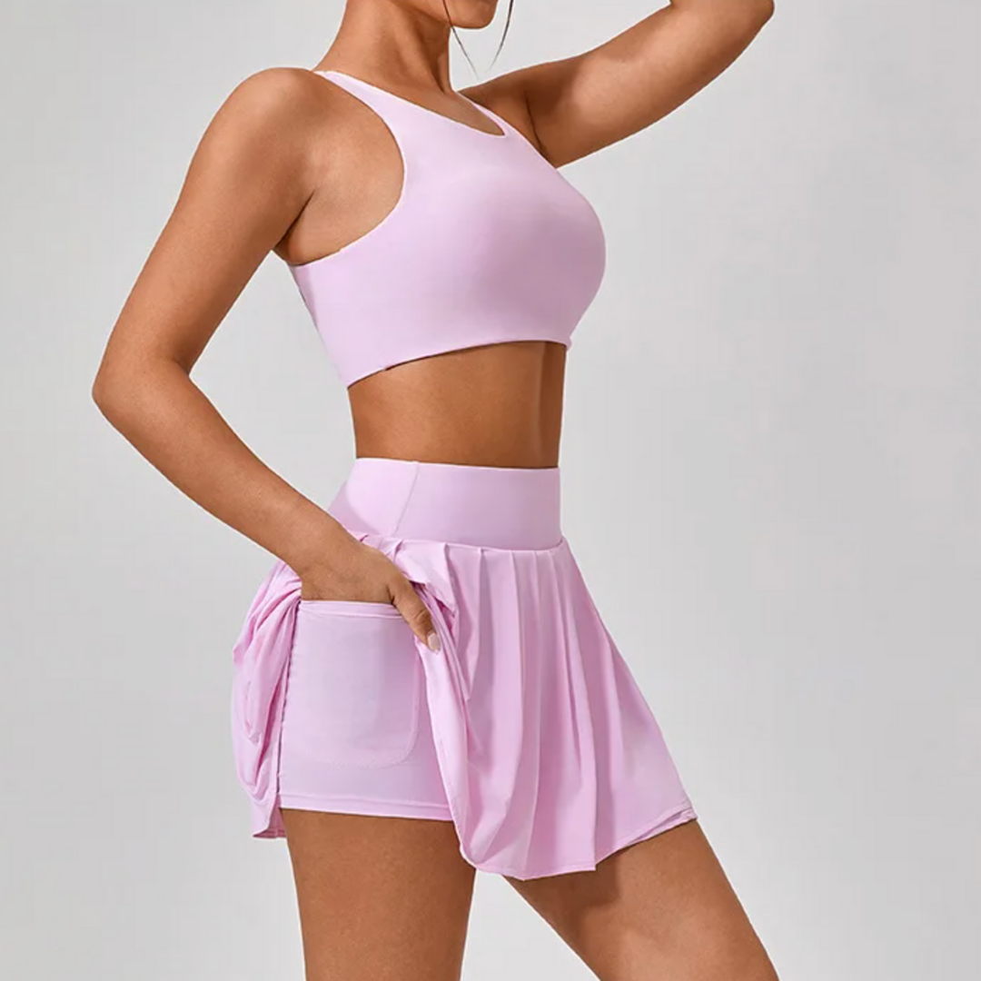 THE BALANCE HIGH-WAISTED SKORT & SPORTS BRA SET