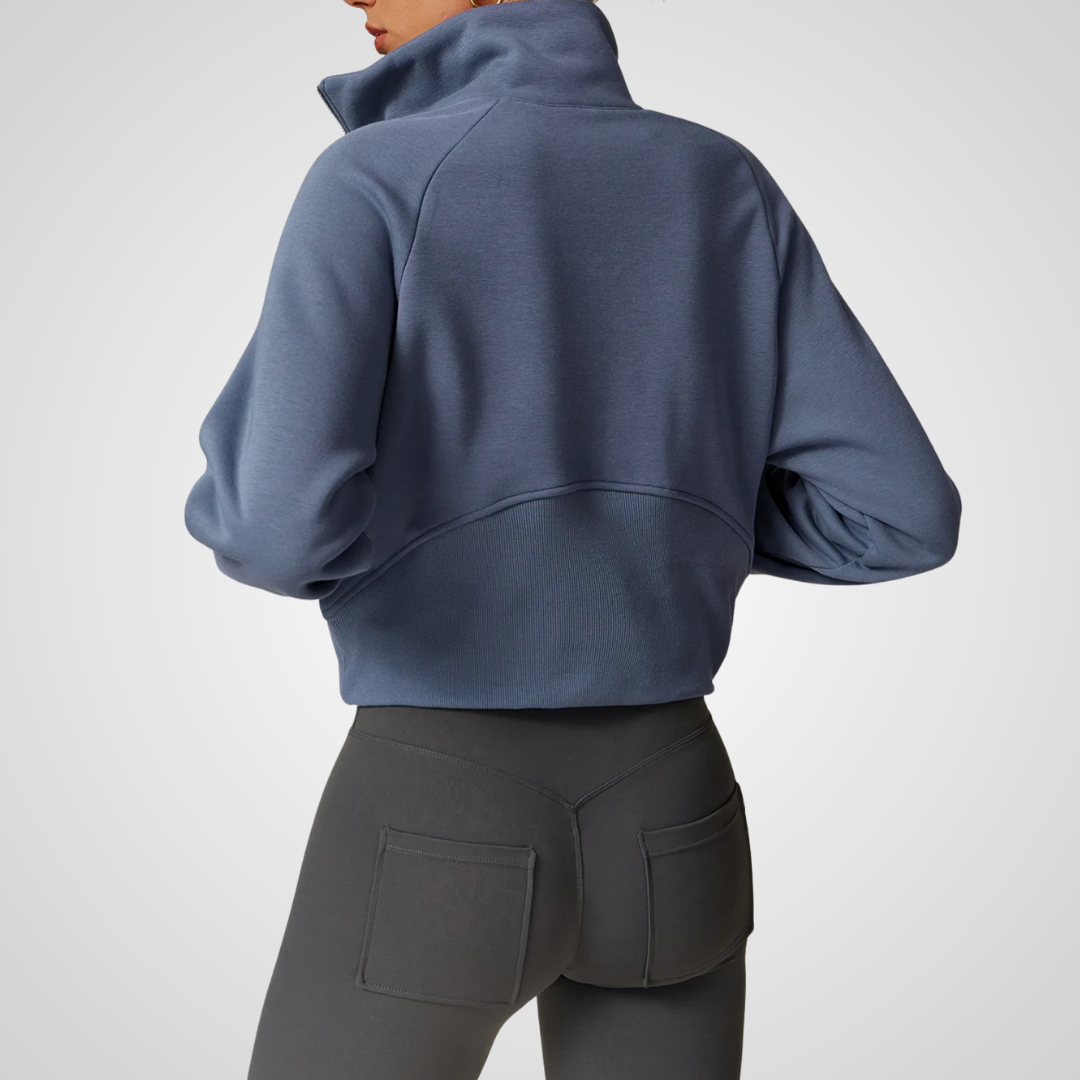 CINDER CROPPED HALF-ZIP SWEATER