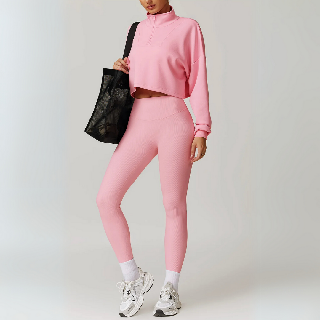 THE SOLINA CROPPED HALF-ZIP SWEATER