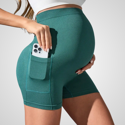 ARALIE HIGH-WAISTED MATERNITY SHORTS-Shorts-Gym Giants