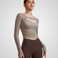 THE MADELLINE CROPPED MESH LONG SLEEVE-Long Sleeve Shirts-Gym Giants