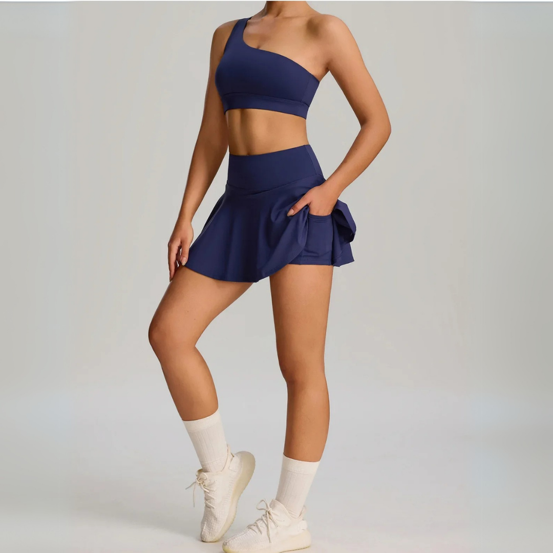 THE MURMUR ONE-SHOULDER SKORT SET